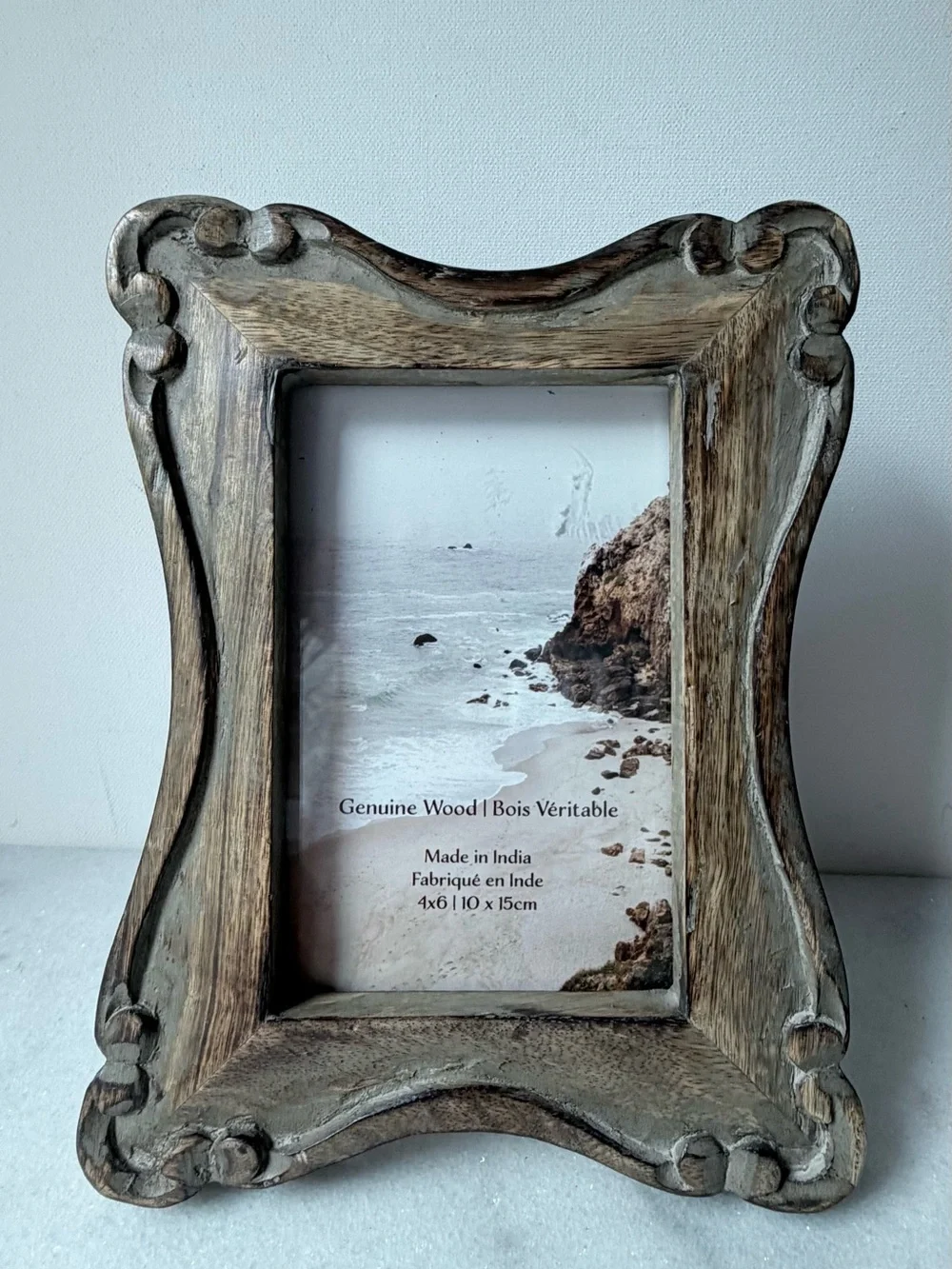 Genuine Wood Distressed Brown Photo Frame - Home Accents 4”x6” photo